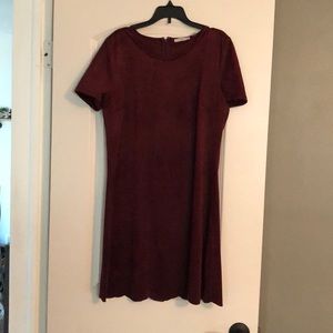 Burgundy velvet scalloped bottom dress